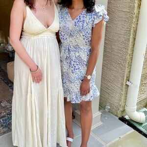 Rebecca Taylor Floral Blue and White 100% Silk Dress